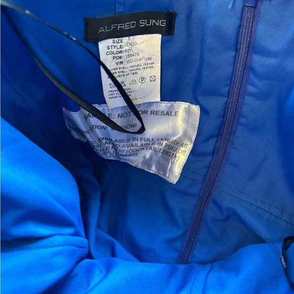 Alfred Sung prom ball formal dress royal blue strapless mini size 8 pockets - Picture 6 of 10